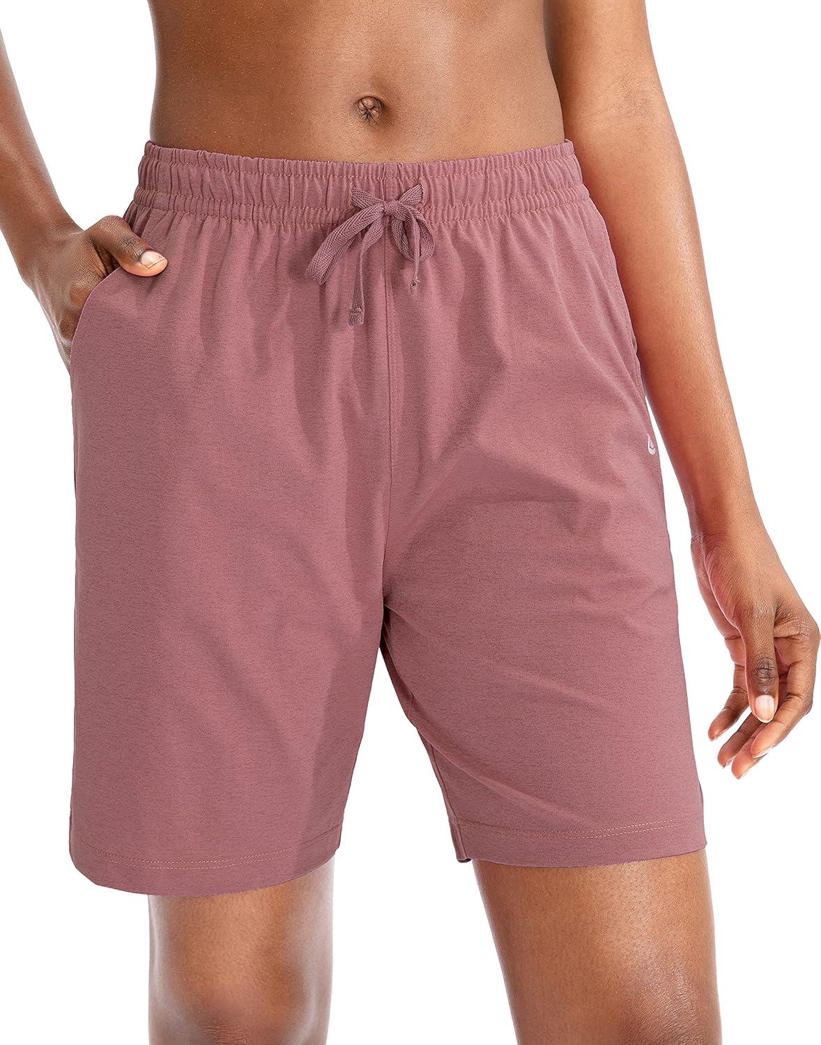 imageG Gradual Womens 7 9 Shorts with Deep Pockets Elastic Waist Bermuda Jersey Long Shorts for Woman Lounge WalkingPink