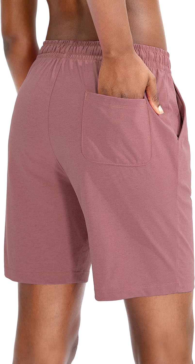 imageG Gradual Womens 7 9 Shorts with Deep Pockets Elastic Waist Bermuda Jersey Long Shorts for Woman Lounge WalkingPink