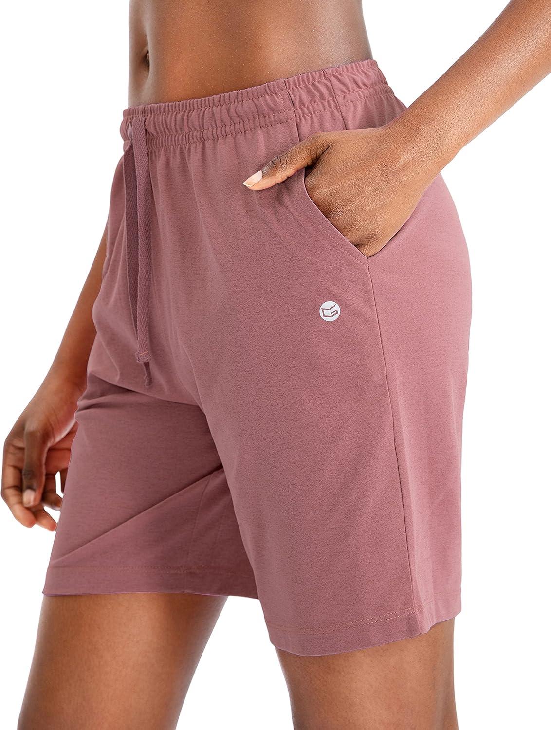 imageG Gradual Womens 7 9 Shorts with Deep Pockets Elastic Waist Bermuda Jersey Long Shorts for Woman Lounge WalkingPink