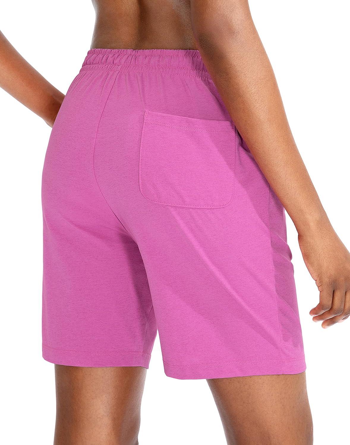imageG Gradual Womens 7 9 Shorts with Deep Pockets Elastic Waist Bermuda Jersey Long Shorts for Woman Lounge WalkingRose Red