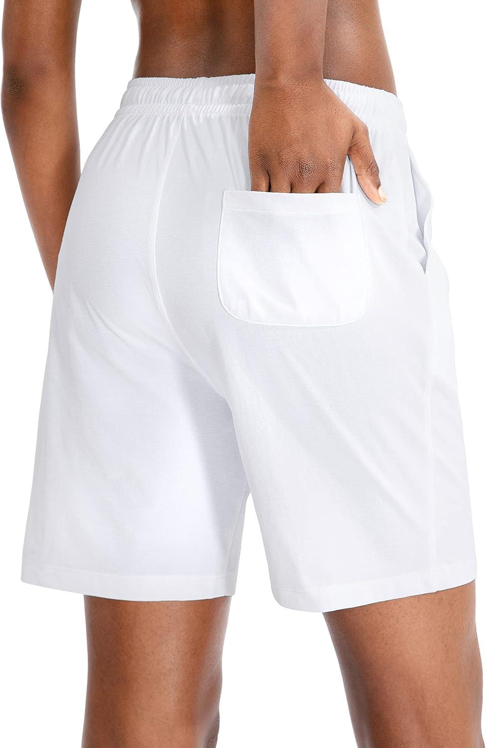 imageG Gradual Womens 7 9 Shorts with Deep Pockets Elastic Waist Bermuda Jersey Long Shorts for Woman Lounge WalkingWhite