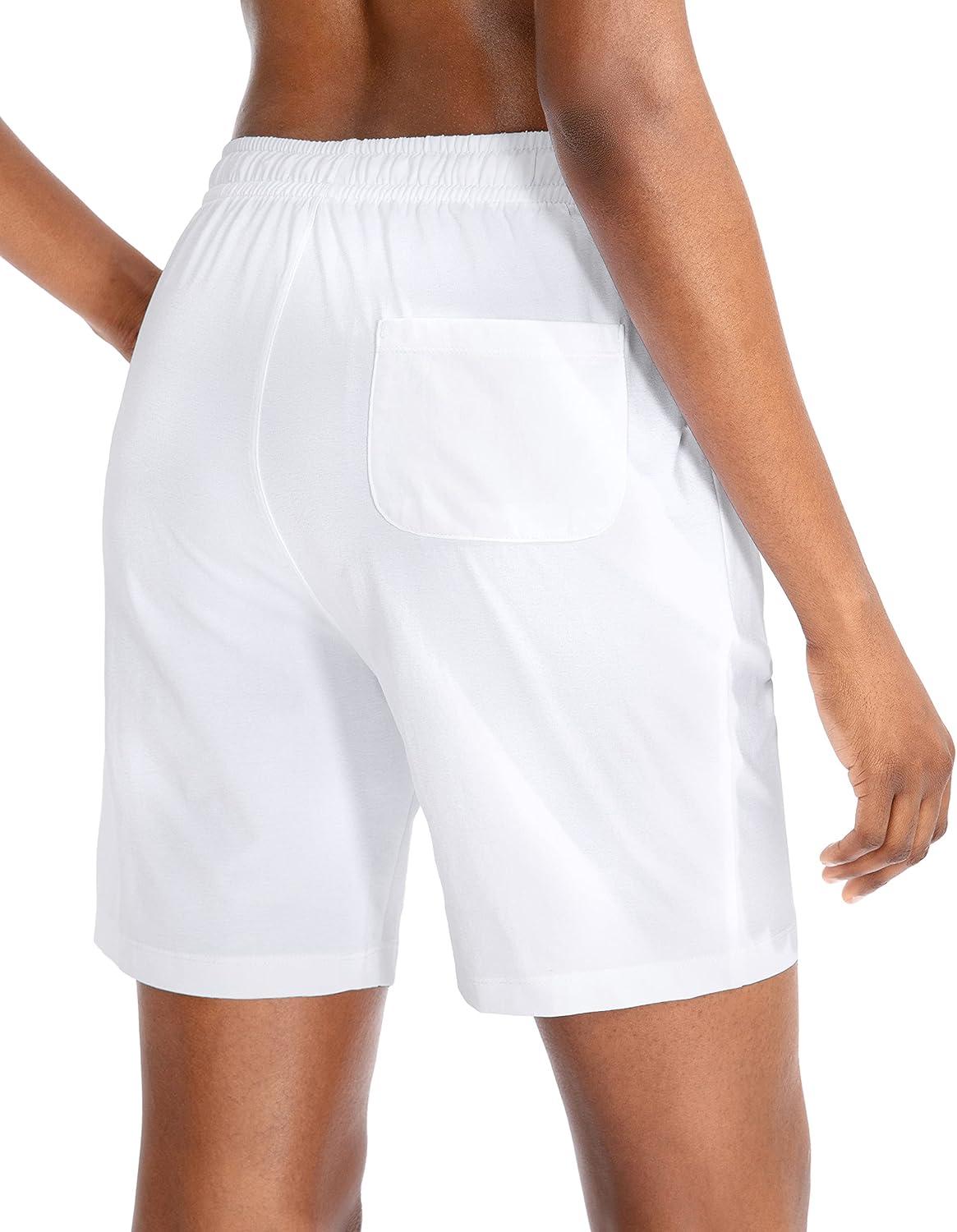 imageG Gradual Womens 7 9 Shorts with Deep Pockets Elastic Waist Bermuda Jersey Long Shorts for Woman Lounge WalkingWhite