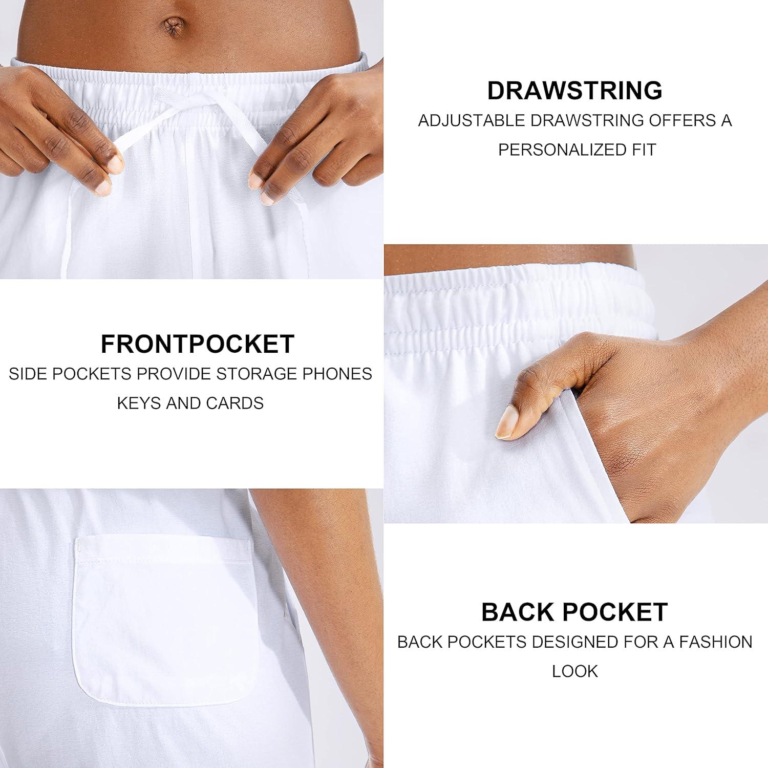 imageG Gradual Womens 7 9 Shorts with Deep Pockets Elastic Waist Bermuda Jersey Long Shorts for Woman Lounge WalkingWhite