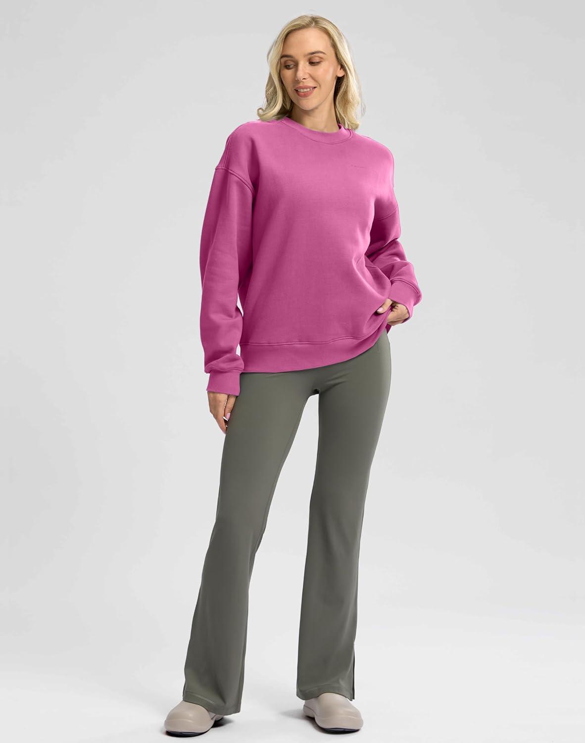 imageG Gradual Womens Crewneck Sweatshirts Oversized Cottonblend Fleece Pullover Sweatshirt for Women Loose FitRose Pink
