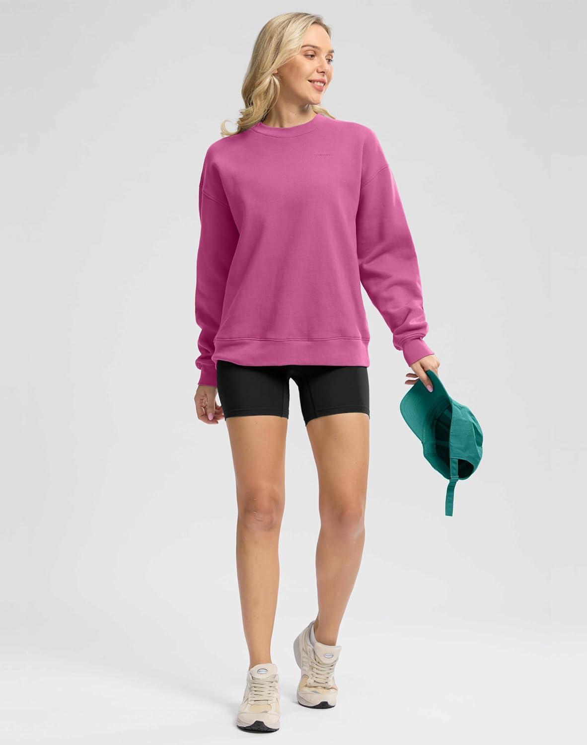 imageG Gradual Womens Crewneck Sweatshirts Oversized Cottonblend Fleece Pullover Sweatshirt for Women Loose FitRose Pink