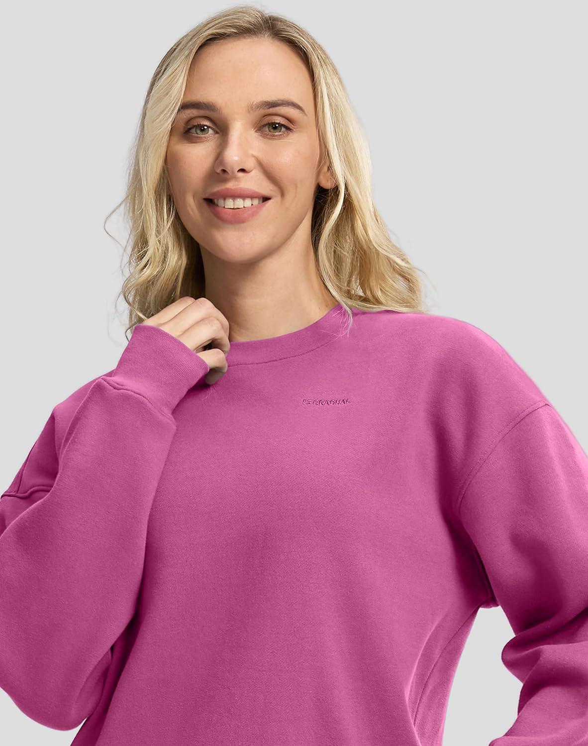 imageG Gradual Womens Crewneck Sweatshirts Oversized Cottonblend Fleece Pullover Sweatshirt for Women Loose FitRose Pink