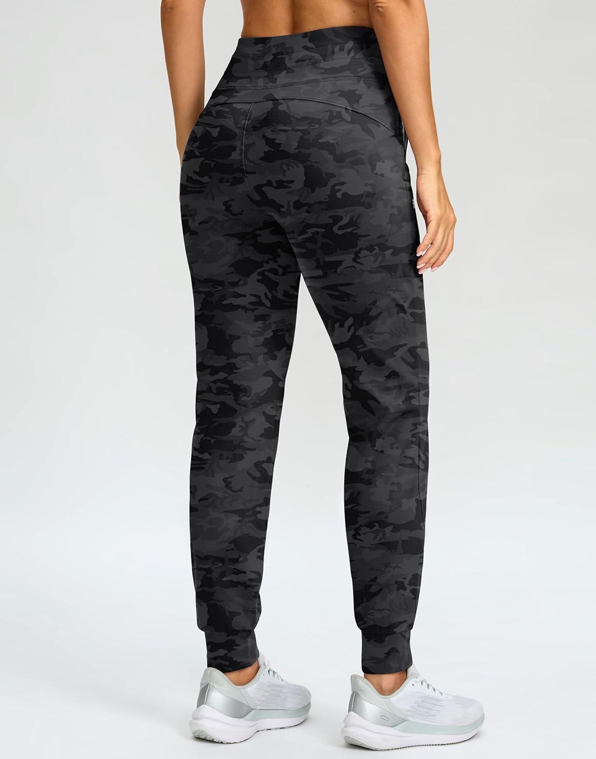 imageG Gradual Womens Fleece Lined Joggers 283032 High Waisted Sweatpants Water Resistant Thermal Warm Pants Zipper PocketsGrey Camo