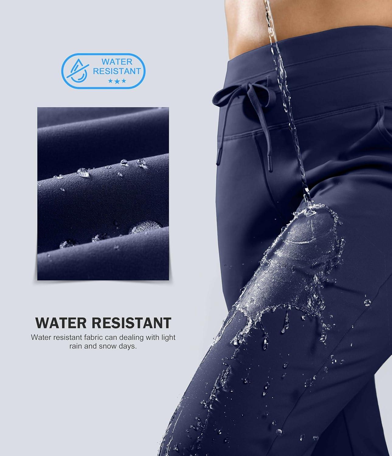 imageG Gradual Womens Fleece Lined Joggers 283032 High Waisted Sweatpants Water Resistant Thermal Warm Pants Zipper PocketsNavy
