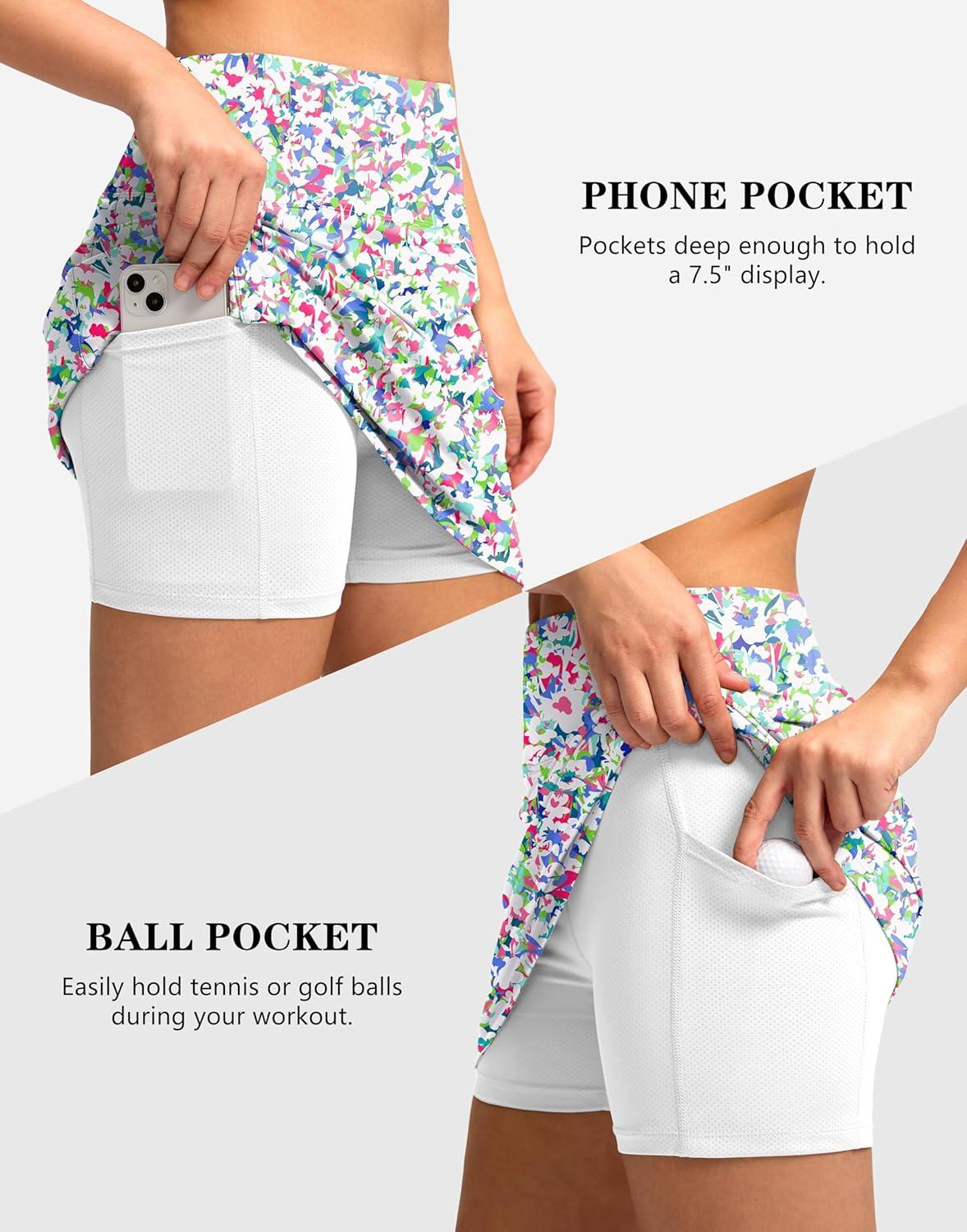 imageG Gradual Womens Golf Skirts Skort 4 Side Pockets High Waisted Stretchy Tennis Skirt with Short Athletic CasualAbstractfloral
