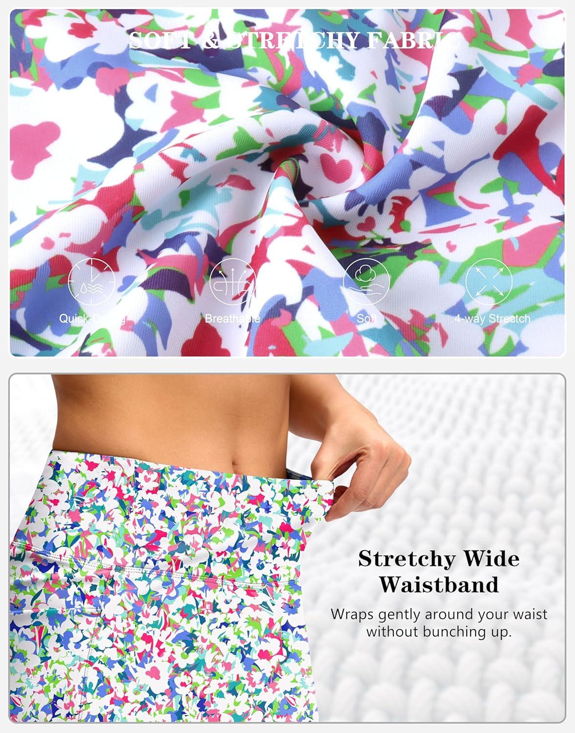 imageG Gradual Womens Golf Skirts Skort 4 Side Pockets High Waisted Stretchy Tennis Skirt with Short Athletic CasualAbstractfloral