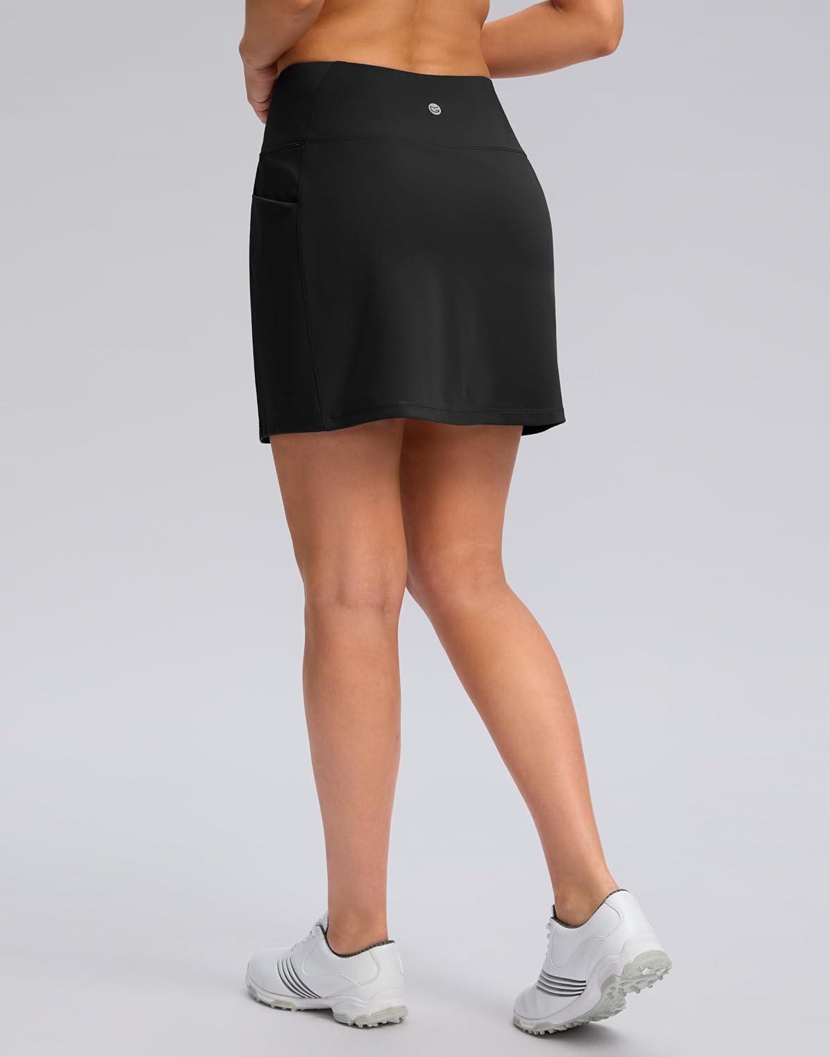 imageG Gradual Womens Golf Skirts Skort 4 Side Pockets High Waisted Stretchy Tennis Skirt with Short Athletic CasualBlack