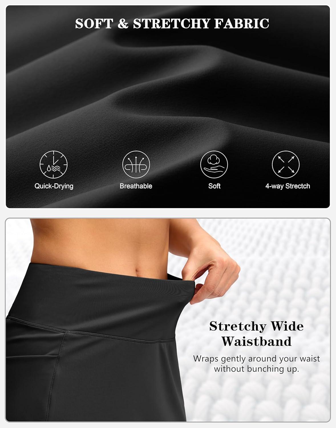 imageG Gradual Womens Golf Skirts Skort 4 Side Pockets High Waisted Stretchy Tennis Skirt with Short Athletic CasualBlack
