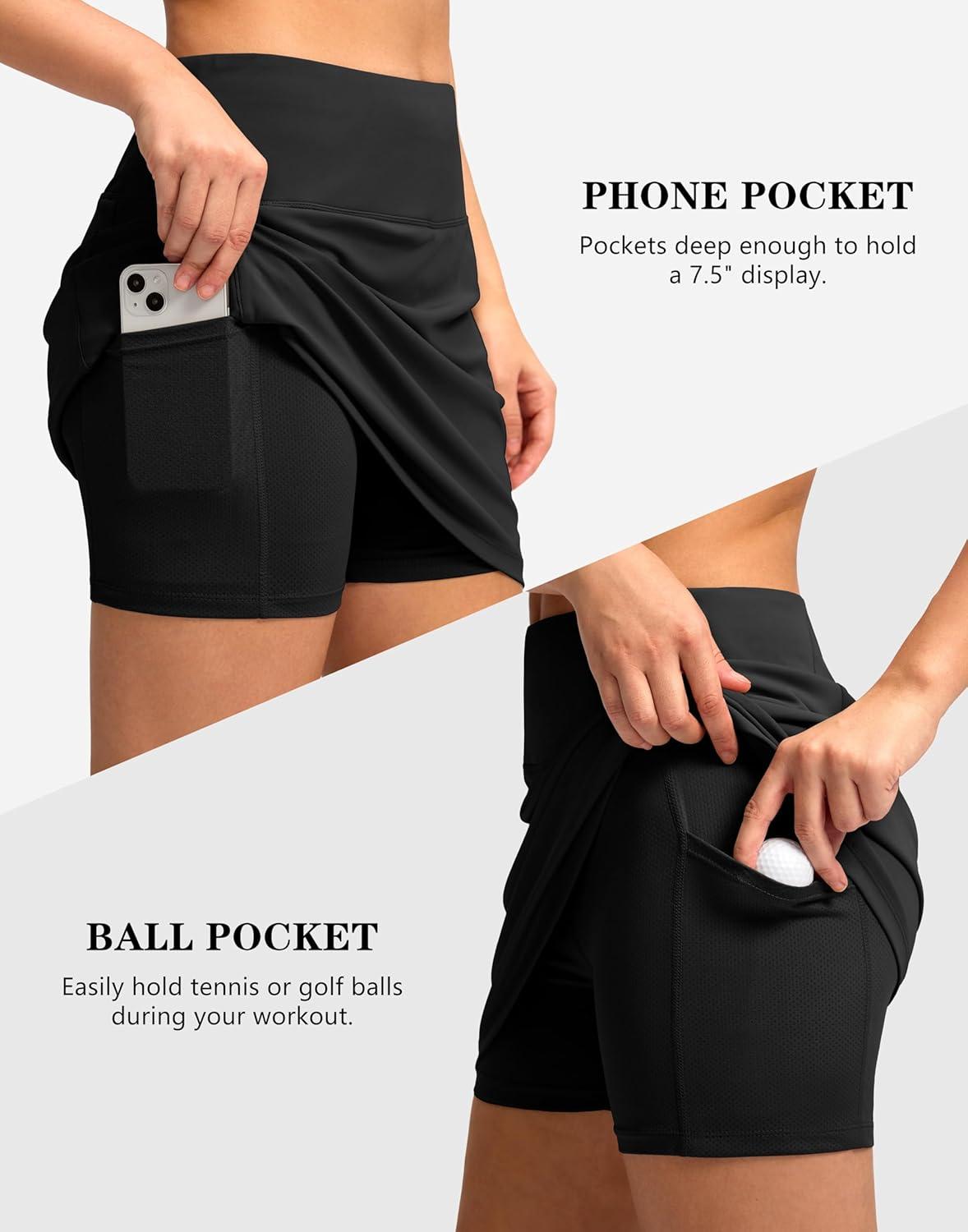 imageG Gradual Womens Golf Skirts Skort 4 Side Pockets High Waisted Stretchy Tennis Skirt with Short Athletic CasualBlack