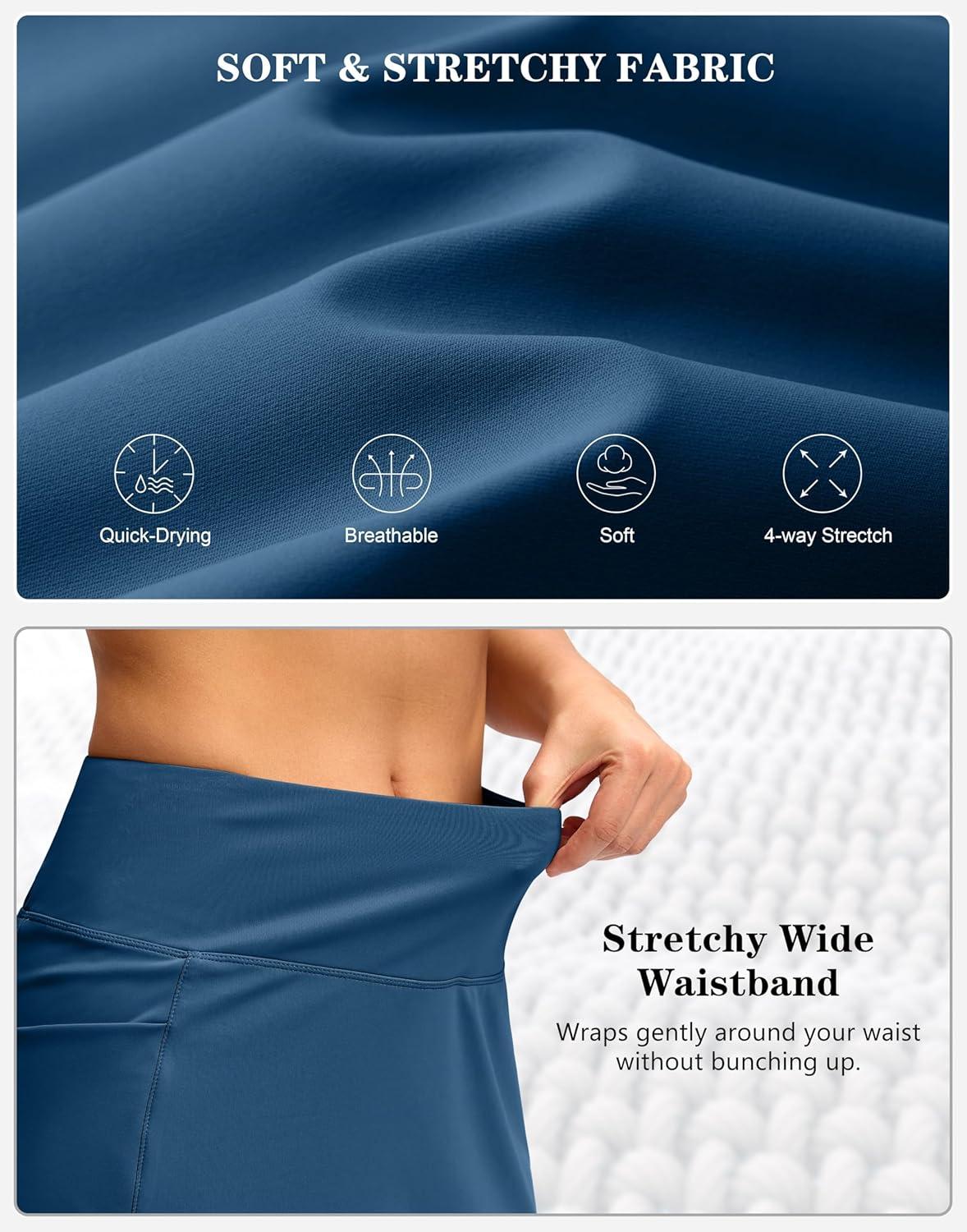 imageG Gradual Womens Golf Skirts Skort 4 Side Pockets High Waisted Stretchy Tennis Skirt with Short Athletic CasualBlue