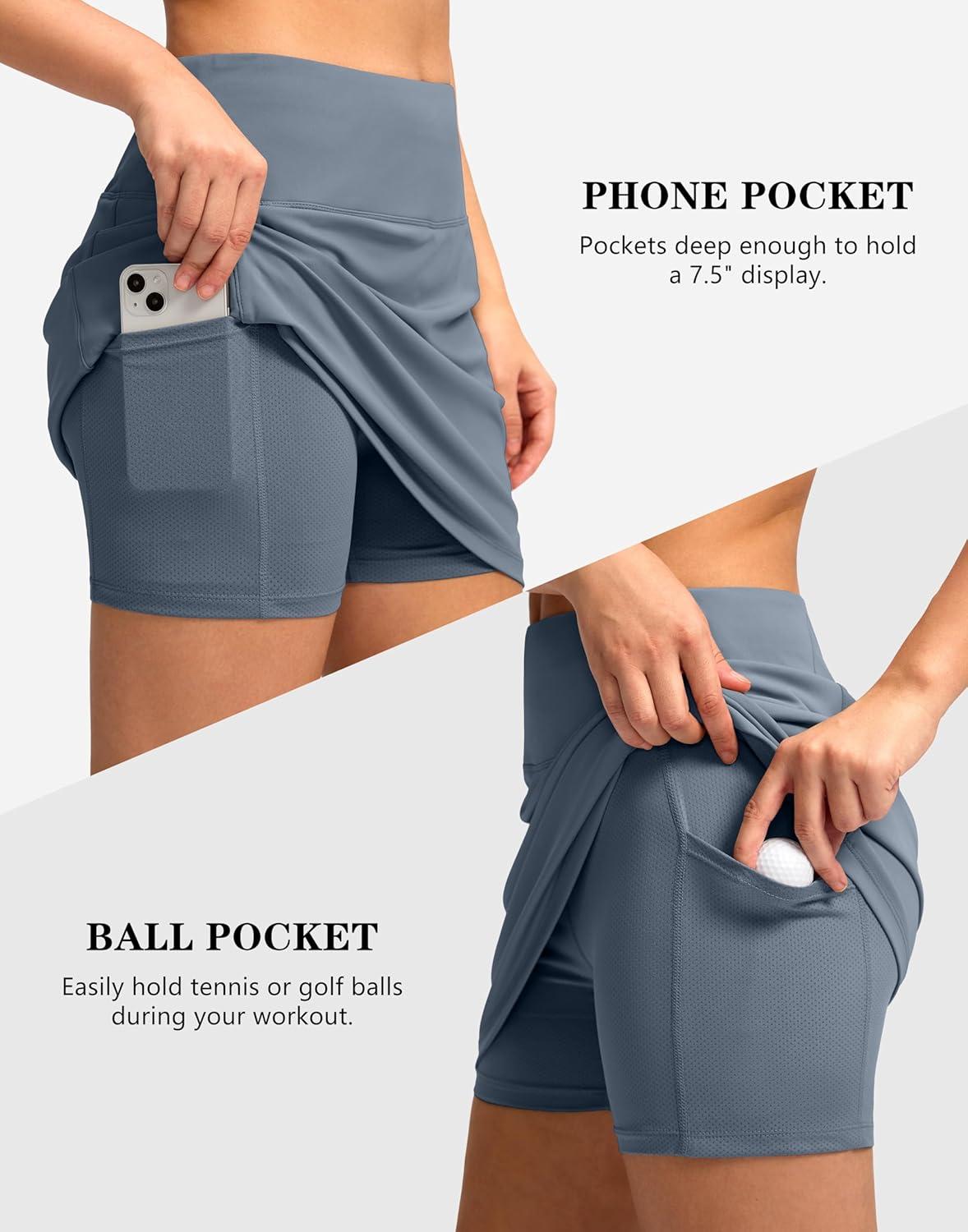 imageG Gradual Womens Golf Skirts Skort 4 Side Pockets High Waisted Stretchy Tennis Skirt with Short Athletic CasualDusty Blue