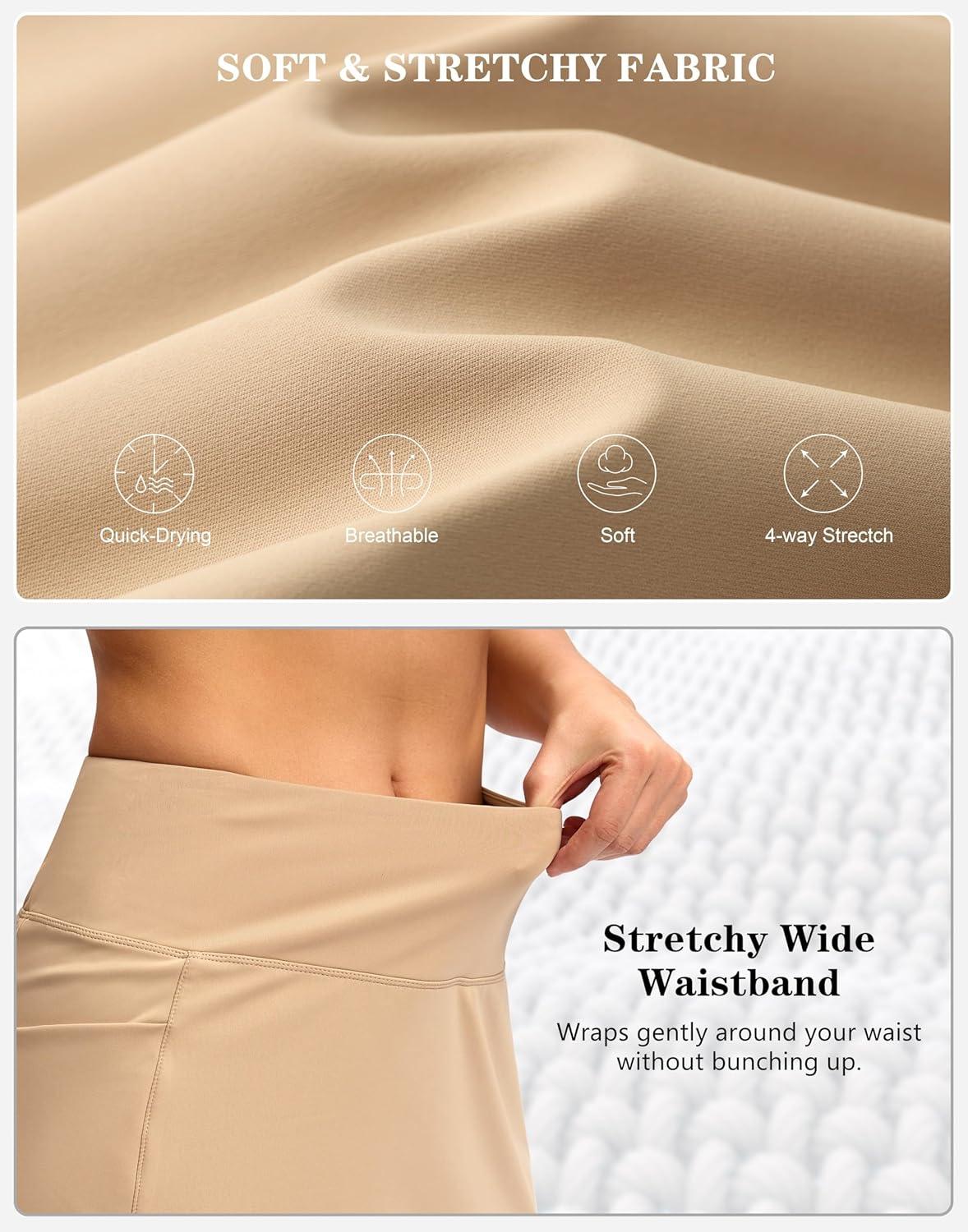 imageG Gradual Womens Golf Skirts Skort 4 Side Pockets High Waisted Stretchy Tennis Skirt with Short Athletic CasualLight Khaki