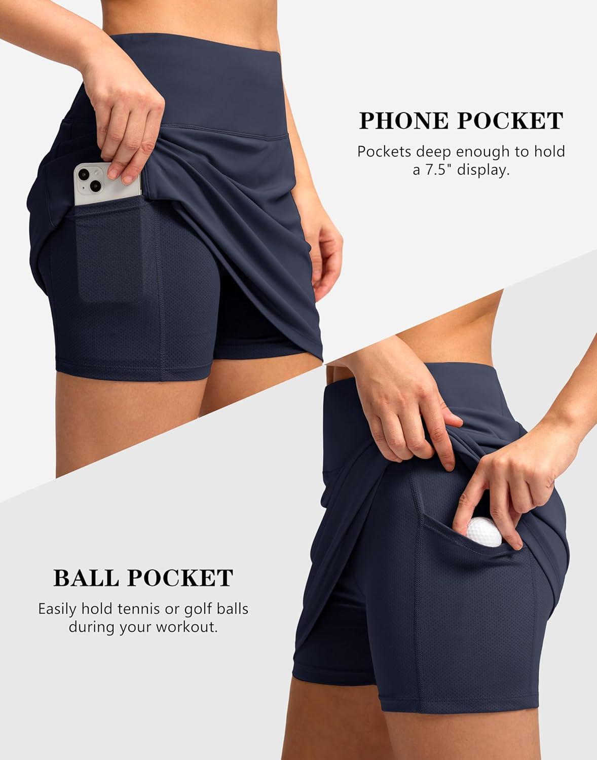 imageG Gradual Womens Golf Skirts Skort 4 Side Pockets High Waisted Stretchy Tennis Skirt with Short Athletic CasualNavy