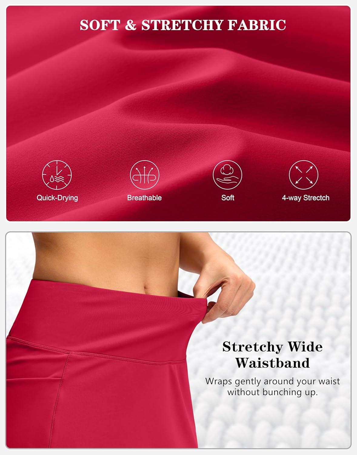imageG Gradual Womens Golf Skirts Skort 4 Side Pockets High Waisted Stretchy Tennis Skirt with Short Athletic CasualRed