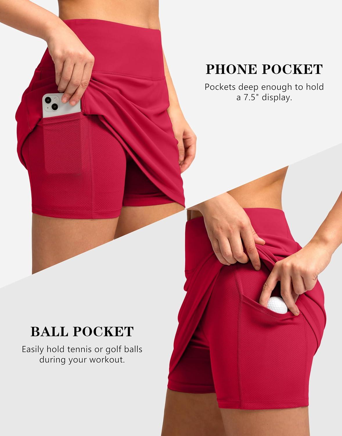imageG Gradual Womens Golf Skirts Skort 4 Side Pockets High Waisted Stretchy Tennis Skirt with Short Athletic CasualRed