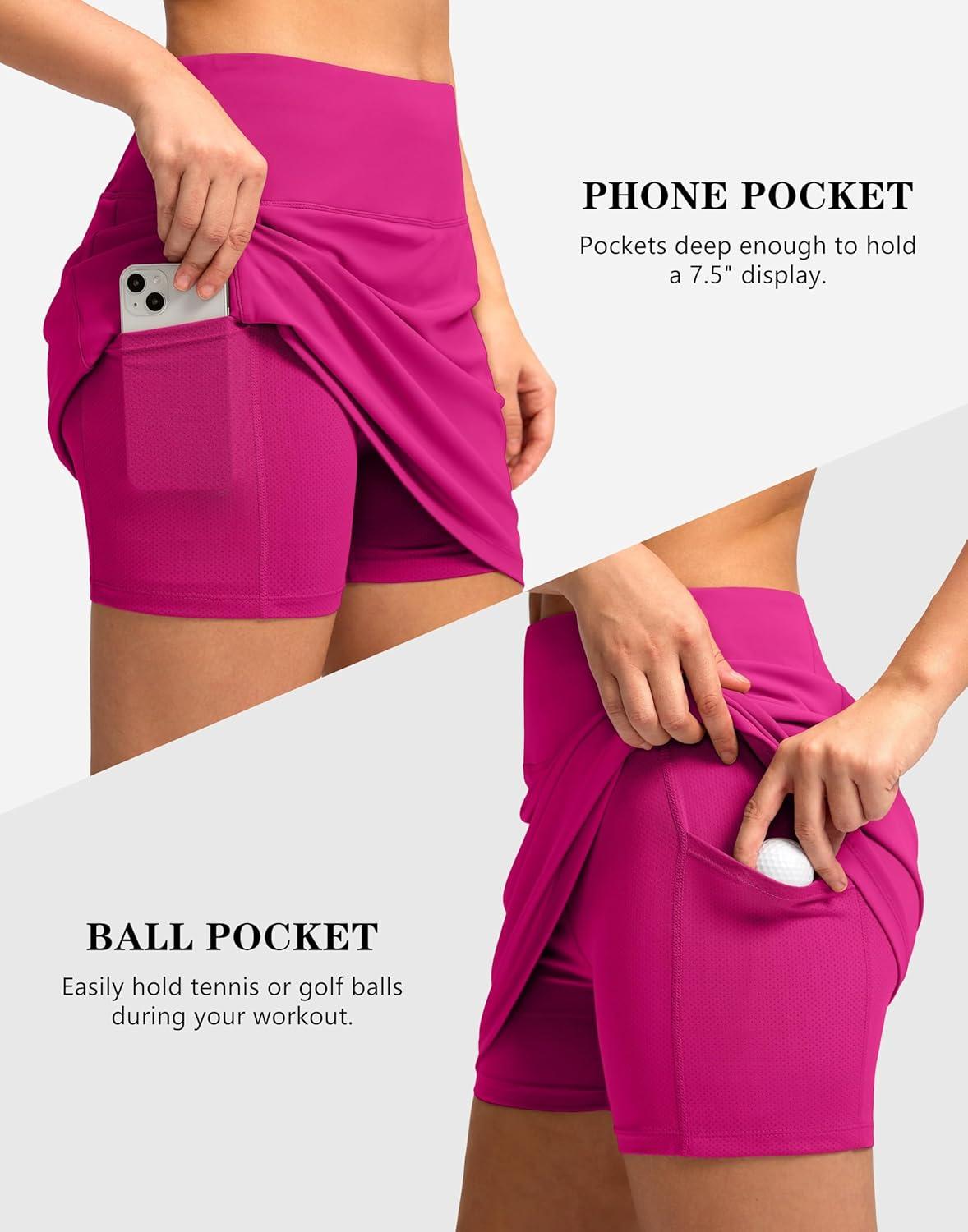 imageG Gradual Womens Golf Skirts Skort 4 Side Pockets High Waisted Stretchy Tennis Skirt with Short Athletic CasualRose