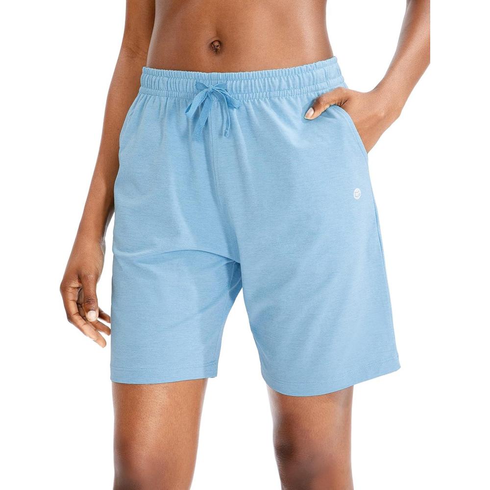 imageG Gradual Womens 7 9 Shorts with Deep Pockets Elastic Waist Bermuda Jersey Long Shorts for Woman Lounge WalkingBlue