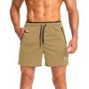 G Gradual Men’s Gym Workout Shorts Zipper Pockets 5″ / 7″ Quick Dry Breathable Runing Athletic Short for Men(Khaki)