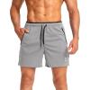 G Gradual Men’s Gym Workout Shorts Zipper Pockets 5″ / 7″ Quick Dry Breathable Runing Athletic Short for Men(Light Grey)