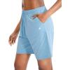 G Gradual Women’s 7″ / 9″ Shorts with Deep Pockets Elastic Waist Bermuda Jersey Long Shorts for Woman Lounge Walking(Blue)
