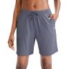 G Gradual Women’s 7″ / 9″ Shorts with Deep Pockets Elastic Waist Bermuda Jersey Long Shorts for Woman Lounge Walking(Dust Blue)
