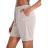 G Gradual Women’s 7″ / 9″ Shorts with Deep Pockets Elastic Waist Bermuda Jersey Long Shorts for Woman Lounge Walking(Khaki)