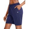 G Gradual Women’s 7″ / 9″ Shorts with Deep Pockets Elastic Waist Bermuda Jersey Long Shorts for Woman Lounge Walking(Navy Blue)