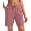 G Gradual Women’s 7″ / 9″ Shorts with Deep Pockets Elastic Waist Bermuda Jersey Long Shorts for Woman Lounge Walking(Pink)