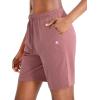 G Gradual Women’s 7″ / 9″ Shorts with Deep Pockets Elastic Waist Bermuda Jersey Long Shorts for Woman Lounge Walking(Pink)