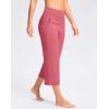 G Gradual Women’s Capri Pants with Pockets High Waist Yoga Pants Wide Leg Workout Summer Pants for Casual, Travel, Exercise(Berry Rose)