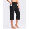G Gradual Women’s Capri Pants with Pockets High Waist Yoga Pants Wide Leg Workout Summer Pants for Casual, Travel, Exercise(Black)