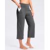 G Gradual Women’s Capri Pants with Pockets High Waist Yoga Pants Wide Leg Workout Summer Pants for Casual, Travel, Exercise(Charcoal)