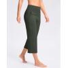 G Gradual Women’s Capri Pants with Pockets High Waist Yoga Pants Wide Leg Workout Summer Pants for Casual, Travel, Exercise(Dark Green)