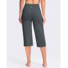 G Gradual Women’s Capri Pants with Pockets High Waist Yoga Pants Wide Leg Workout Summer Pants for Casual, Travel, Exercise(Dark Grey)