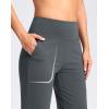 G Gradual Women’s Capri Pants with Pockets High Waist Yoga Pants Wide Leg Workout Summer Pants for Casual, Travel, Exercise(Dark Grey)