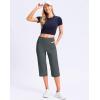 G Gradual Women’s Capri Pants with Pockets High Waist Yoga Pants Wide Leg Workout Summer Pants for Casual, Travel, Exercise(Dark Grey)