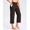 G Gradual Women’s Capri Pants with Pockets High Waist Yoga Pants Wide Leg Workout Summer Pants for Casual, Travel, Exercise(Fudge Coffee)