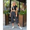 G Gradual Women’s Capri Pants with Pockets High Waist Yoga Pants Wide Leg Workout Summer Pants for Casual, Travel, Exercise(Grey Blue)