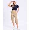 G Gradual Women’s Capri Pants with Pockets High Waist Yoga Pants Wide Leg Workout Summer Pants for Casual, Travel, Exercise(Khaki)