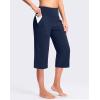 G Gradual Women’s Capri Pants with Pockets High Waist Yoga Pants Wide Leg Workout Summer Pants for Casual, Travel, Exercise(Navy Blue)