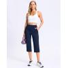 G Gradual Women’s Capri Pants with Pockets High Waist Yoga Pants Wide Leg Workout Summer Pants for Casual, Travel, Exercise(Navy Blue)