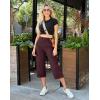 G Gradual Women’s Capri Pants with Pockets High Waist Yoga Pants Wide Leg Workout Summer Pants for Casual, Travel, Exercise(Wine)