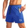 G Gradual Men’s Gym Workout Shorts Zipper Pockets 5″ / 7″ Quick Dry Breathable Runing Athletic Short for Men(Blue)