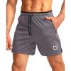 G Gradual Men’s Gym Workout Shorts Zipper Pockets 5″ / 7″ Quick Dry Breathable Runing Athletic Short for Men(Grey)