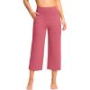 G Gradual Women’s Capri Pants with Pockets High Waist Yoga Pants Wide Leg Workout Summer Pants for Casual, Travel, Exercise(Berry Rose)