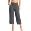 G Gradual Women’s Capri Pants with Pockets High Waist Yoga Pants Wide Leg Workout Summer Pants for Casual, Travel, Exercise(Charcoal)